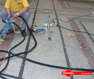 controlled pressure injection with cement on the flooring