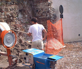 mixing mortar for filling joints